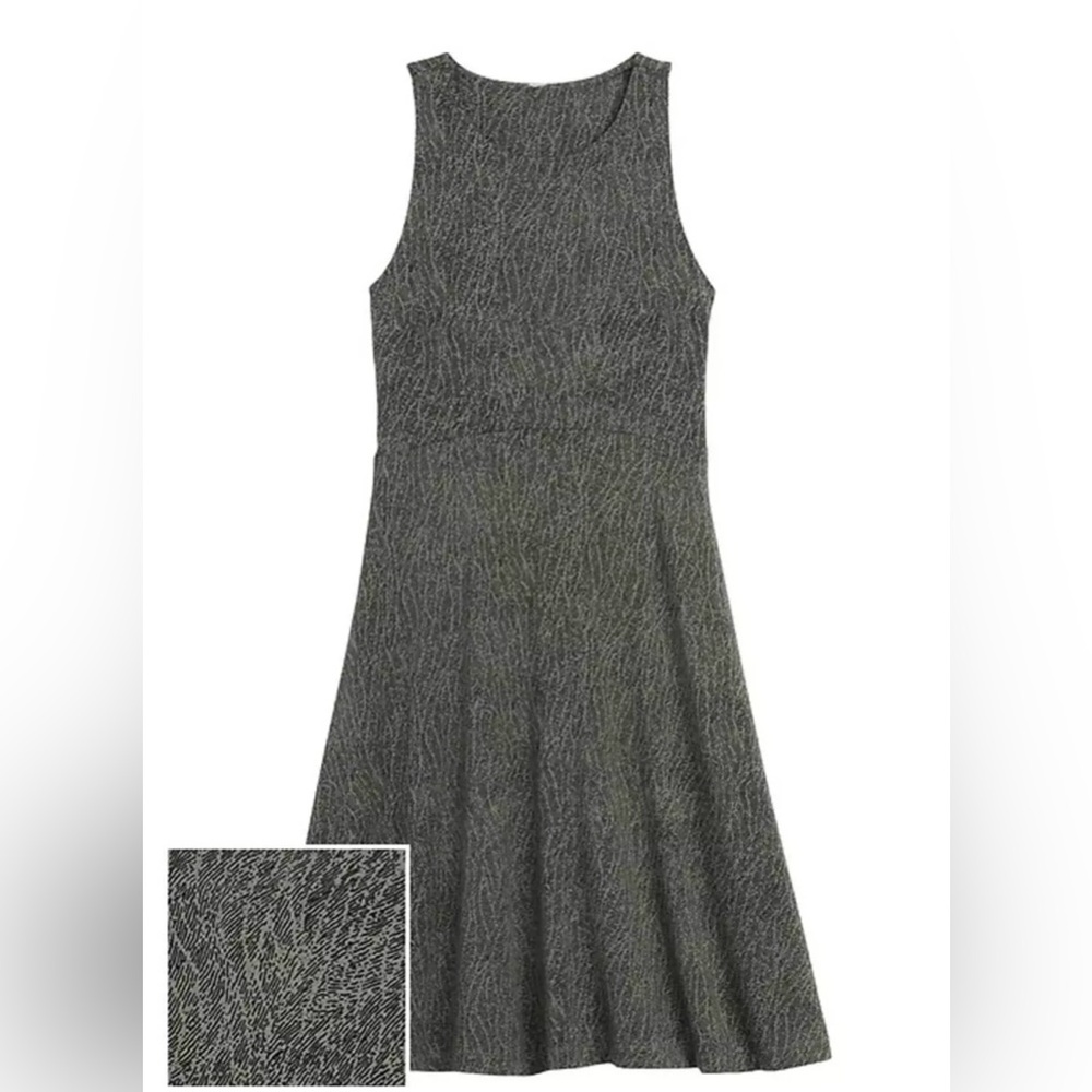 Athleta Santorini Thera Printed Dress Mojave Laurel Olive Green Sz Medium GUC‎